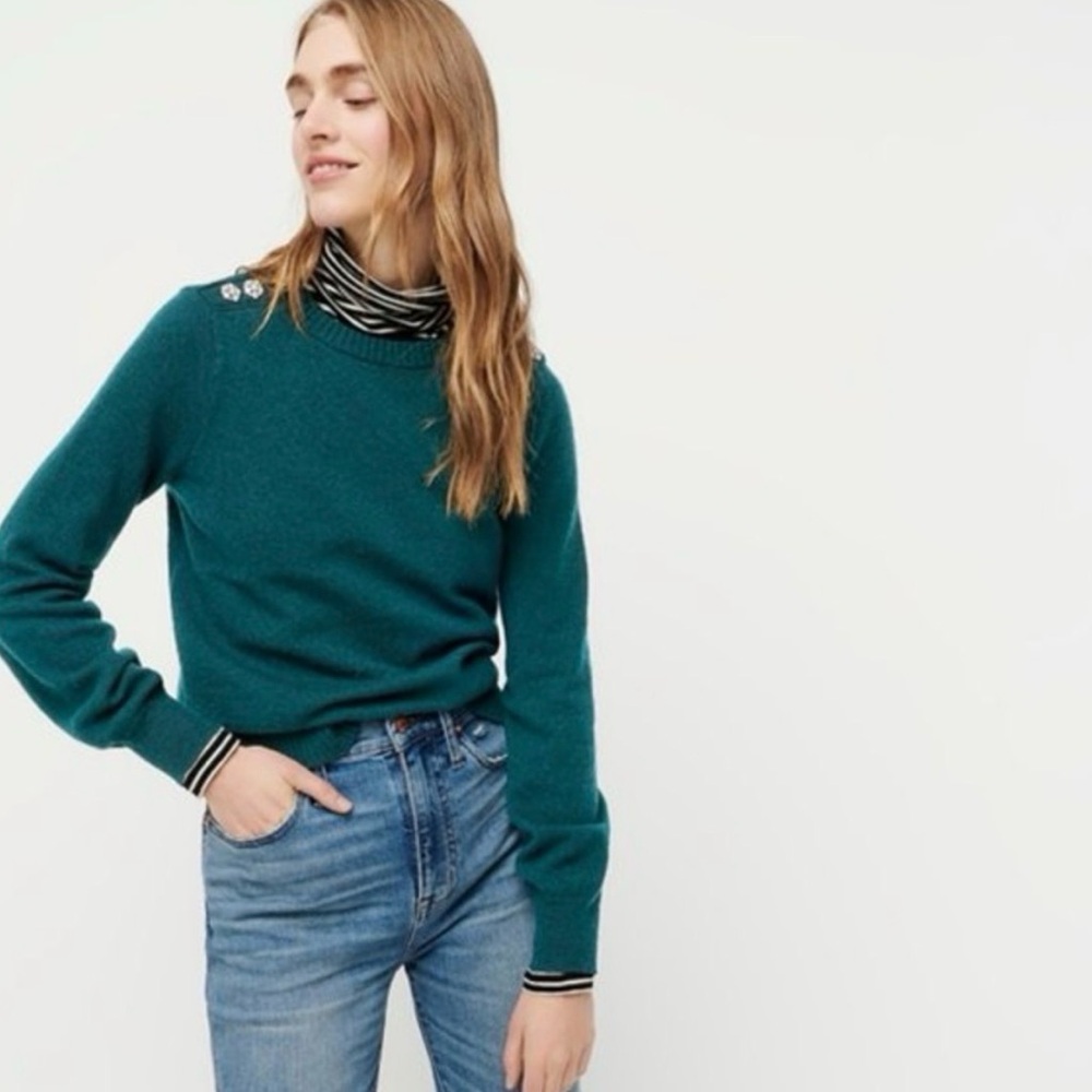 J.Crew Pullover Sweater with Crystal Buttons. NWT